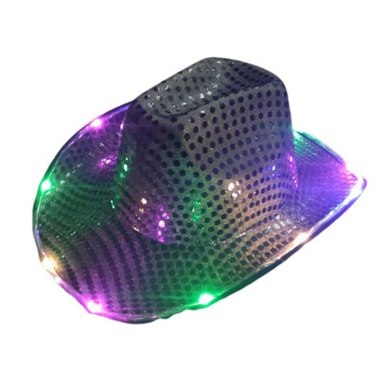 LED Light-Up Cowboy Hat Retro Western Style Luminous 9 Color Available Christmas Party Nightclubs