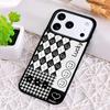 Luxury Chessboard Grid Love Heart Phone Case for iPhone 17 Air 16 15 11 12 14 13 Pro Max Shockproof Cover