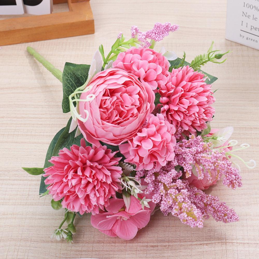 DIY Artificial Peony Flowers Silk Petal Foam Spica Simulation Dandelion Flowers  Wedding Ornament