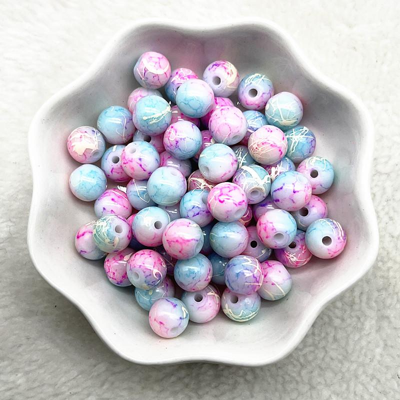 Wholesale 4/6/8/10mm Glass Beads Round Loose Spacer Beads Pattern For Jewelry Making DIY Bracelet Necklace
