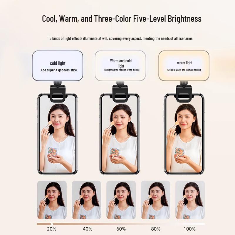 Luz de Preenchimento LED Compacta de Mão para Fotografia Móvel e Transmissão ao Vivo
