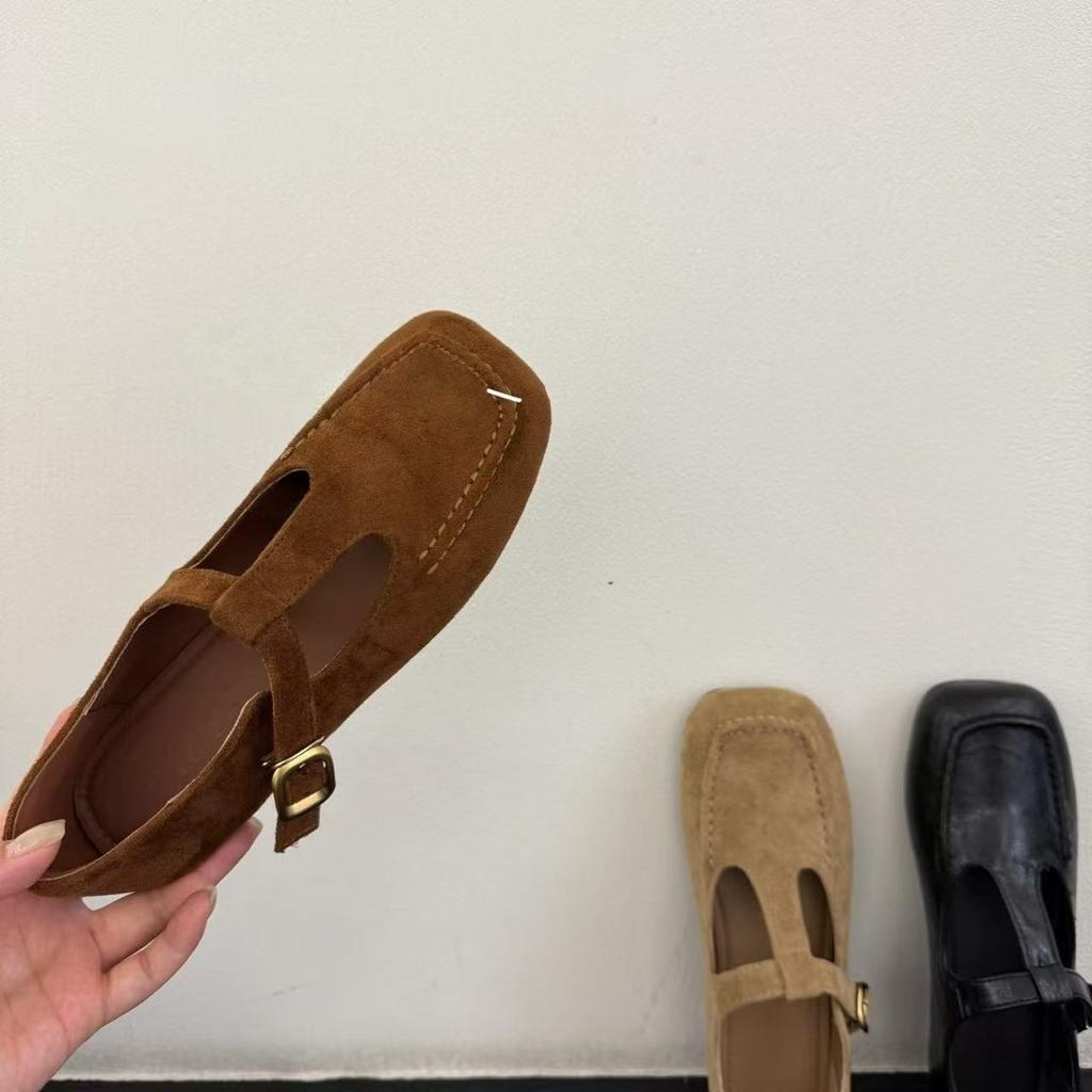 Korean Version of Autumn Shallow Mouth Mary Jane Shoes Square Head Mango Head Single Shoes Casual Soft-soled Shoes Grandma Shoes