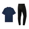 Li-Ning Casual Breathable Versatile Polo Shirt Short Sleeve Top Comfortable Long Pants Sports Suit Men suit Guangdong-Blue Black U803-3+T415-1