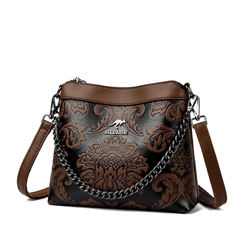 Fashion Embossed Chain Bag - Women's Single Shoulder Bag - Casual Crossbody Bag