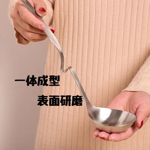 Doveja 2-Piece Stainless Steel Ladle Set with Slotted Ladle and Pot Hooks for Attaching To the Edge of a Pot or Container, Dishwasher Safe