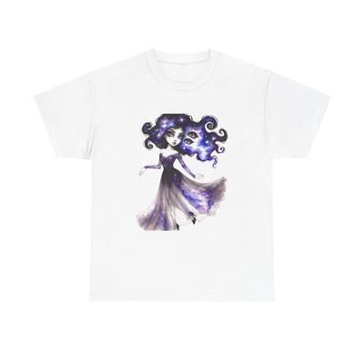 Unisex Erwachsenen T-Shirt Enigmatisches Mädchen Ätherischer Vintage-Stil