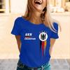Womens Casual Crew Neck Short Sleeve Pullover T Shirt Letter Print Top Loose Fit Comfortable Supporter Tee for Sports Events Daily Wear