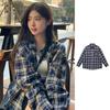 Spring Women Plaid Flannel Button Down Shirt Long Sleeve Oversized Blouse