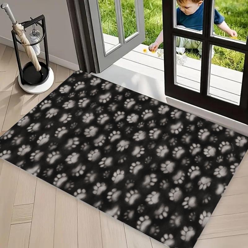 Cute Pet Paw Print Doormat Multiple Styles Durable Washable Non Slip Floor Mat for Entryway Pet Lover Home Decor