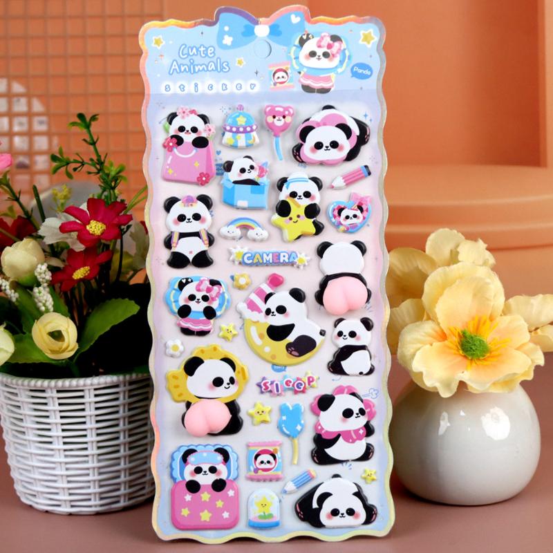 Kawaii Cartoon Animal Dog Cat 3D Soft Puffy Butt Stickers Cute Diy Phone Case Notebook Laptop Decoration Decal Decompression Toy