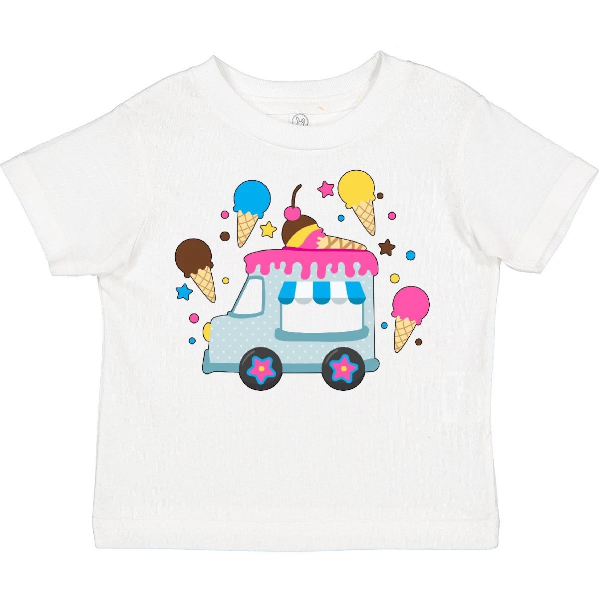 Inktastic Ice Cream Truck With Ice Cream Cones Toddler kids boys T-Shirt Food Dessert Fun 100