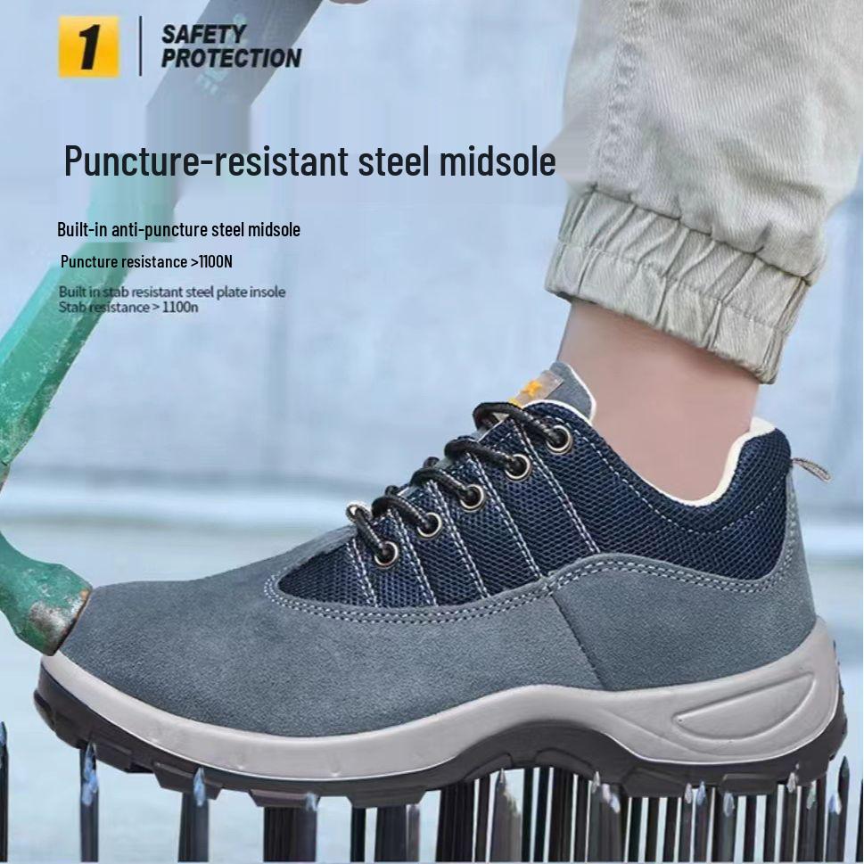 Anti-Smash, Puncture-Resistant, Oil & Acid-Resistant Breathable Leather Safety Shoes