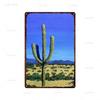 Vintage Floral Metal Plaque  Green Plants  Cactus Tin Sign  Wall Decoration for Garden Kitchen Living Room  Iron Painting Home D