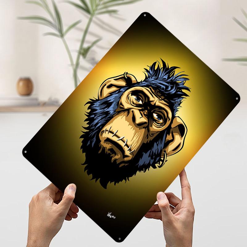 Punk Monkey Poster Customized Wall Art Vintage Metal Signs Retro Tin Plaque for Man Cave Room Decoration At Home Decor Items