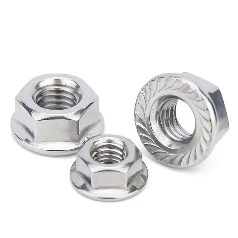 304 Stainless Steel Hexagonal Anti-Slip Flange Nut with Washer, Galvanized, M4 M5 M6