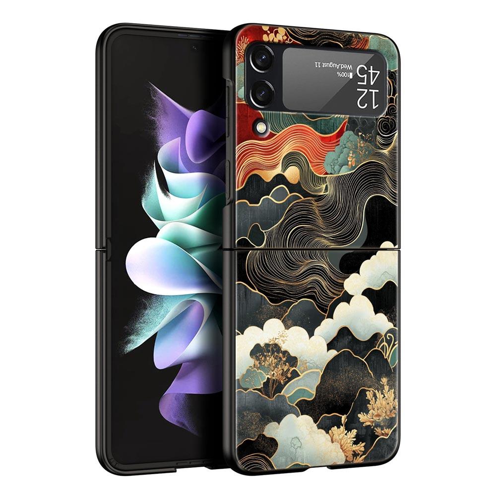 Japanese Style Art Japan Phone Case For Samsung Galaxy Z Flip3 Flip4 Flip5 Case Shell For Z Flip 3 4 5 6 7 Hard Folding Cover