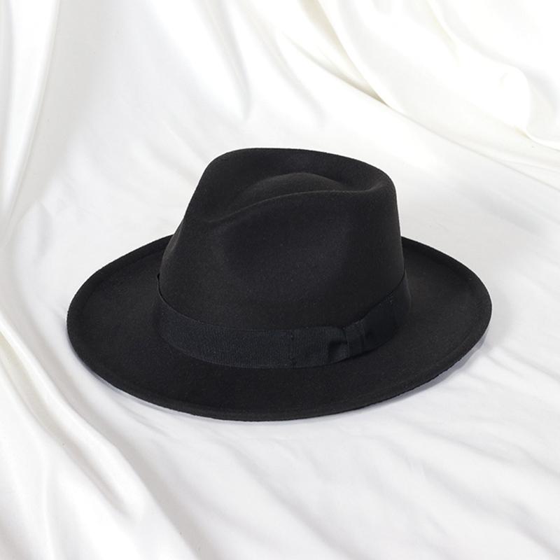 2022 Nuovo Cappello Fedora alla Moda da Uomo Cappello Jazz da Donna con Cravatta Elegante Cappello in Misto Lana Nero Primaverile Cappello in Feltro Casual da Esterno