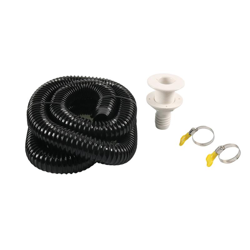 Flexible Bilge Pump Hose Kit PVC Complete Bilge Pumps tallation Kit 2pcs Clamps 6ft Hose Thru Hull Connector for Boats