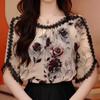 Spring and Autumn Chiffon Western Style Blouse Floral Short-sleeved Super Fairy Shirt Summer Women