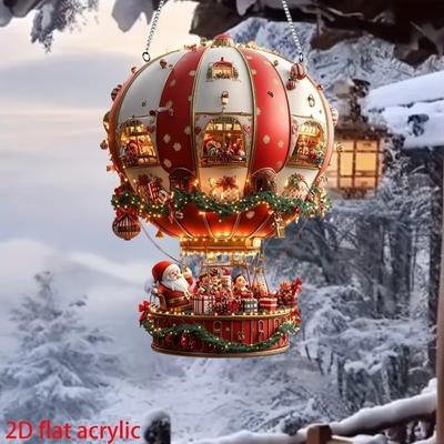 2D Flat Hot Air Balloon Pendant Acrylic Hanging Christmas Pendant Creative Exquisite Balloon Christmas Ornaments