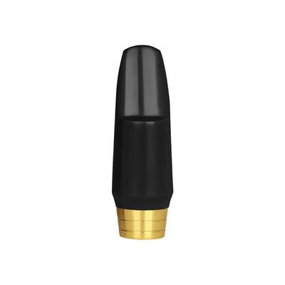 Soprano Saxophone Mouthpiece with Chamber Design, Black Body and Brass Ring for Practice Study, Smooth Note Changes and Group Rehearsal