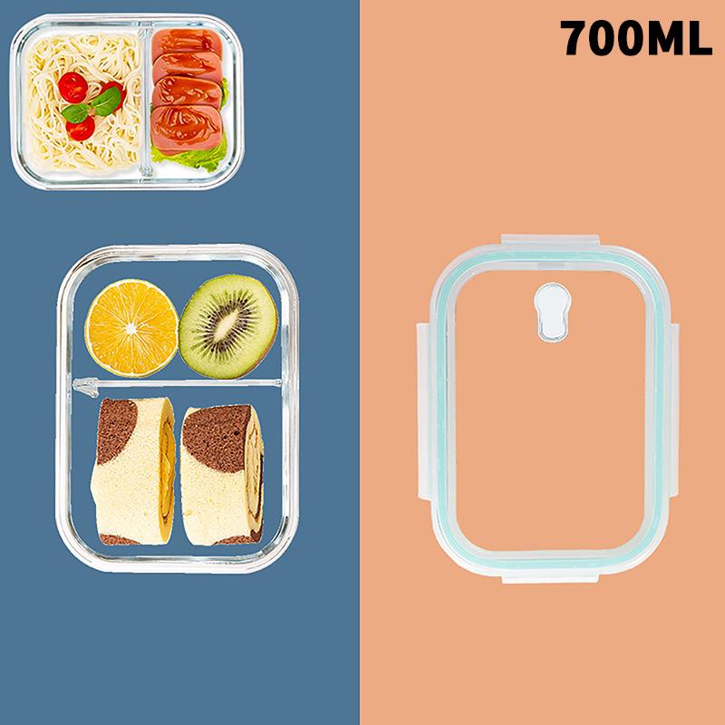 1/2/3 Fack Förtjockad Läckagesäker Mikrovågsugnssäker Matlåda Hög Borosilikatglas Bento-låda Med Lock Lufttäta Matlådor