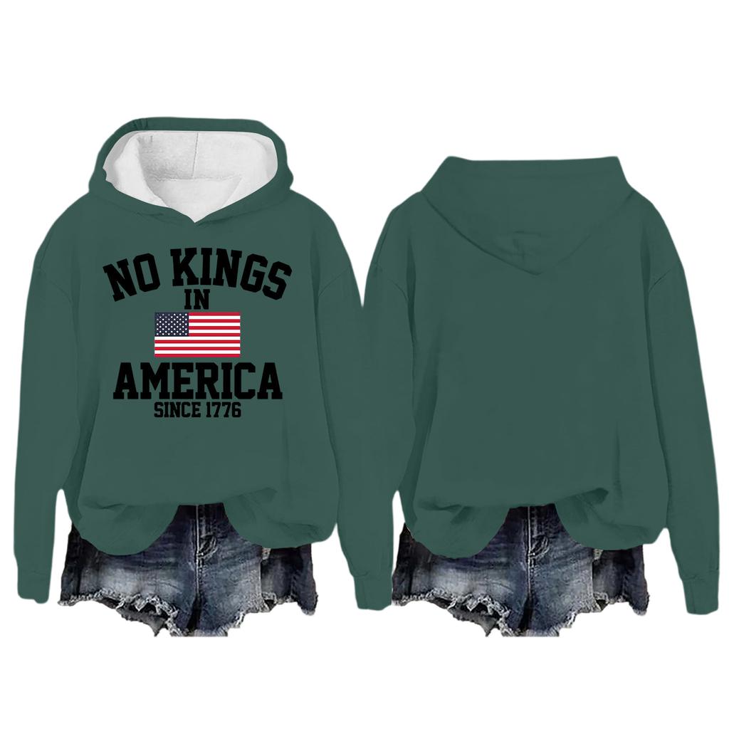 Women's Round Neck Long Sleeve Printed Pullover Hooded Sweatshirt
