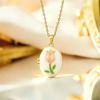 Titanium Steel Photo Locket Pendant Necklace Openable Glazed Flower Choker  Girl