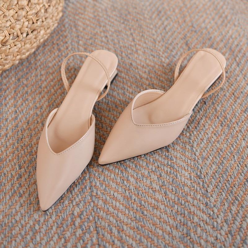 Baotou sandals women's new summer simple pointed square heel sandals women's high heel strap fashion shoes