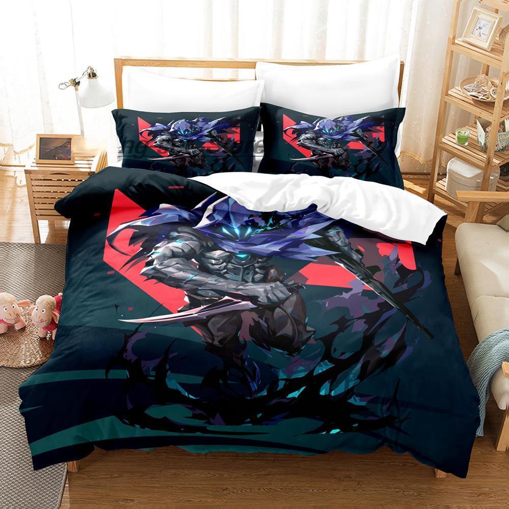 Spill VALORANT Omen Sengetøy Sett Enkelt Twin Full Queen King Size Sengesett Voksen Barn Soverom Dynetrekk Sett Anime Laken Sett