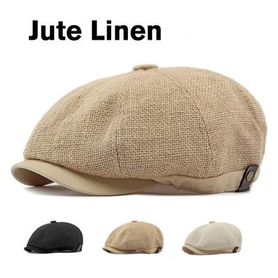 Jute  Linen Berets Hats for Men Summer Breathable Newsboy Caps Boina Hombre Gatsby Hat  Women Gorras Para Mujer Flat Cap