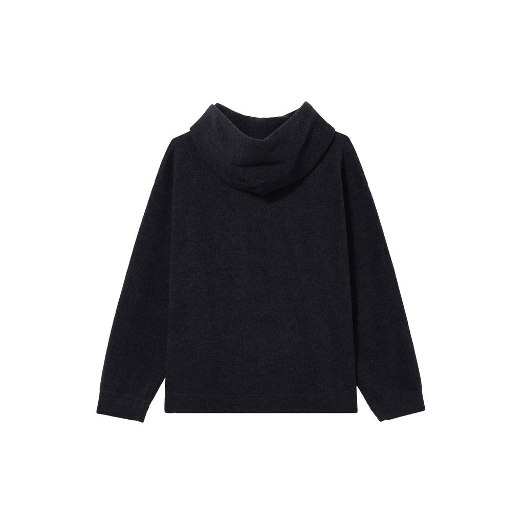 UNIQLO Solid Color Drawstring Long Sleeve Minimalist Hoodie Men hoodies Dark-Gray 452187-08