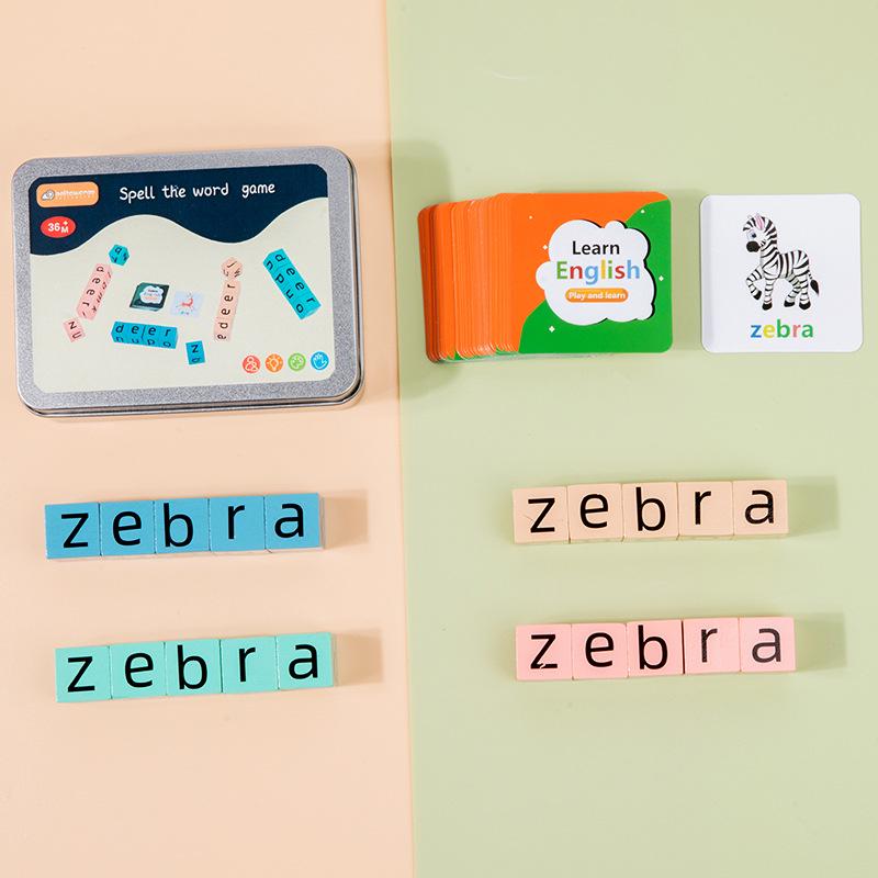 Cross-border Fun Wooden Word Battle Game: 26 Alphabet Matching Blocks Educational Toy