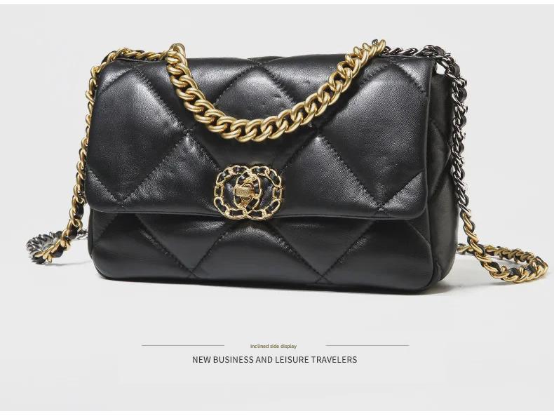 2025 Sheepskin Diamond Chain Square Bag: Stylish Women's Leather Shoulder and Messenger Bag