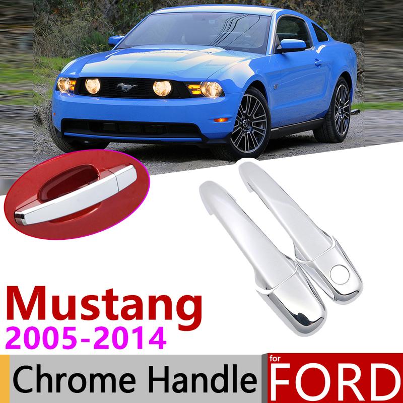 for Ford Mustang Shelby GT GT500 2005~2014 Chrome Door Handle Cover Car Accessories Stickers Trim Set 2006 2008 2010 2012 2013