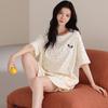 Pure cotton pajamas women's summer thin short-sleeved shorts casual Korean version cartoon cotton half-sleeved loungewear