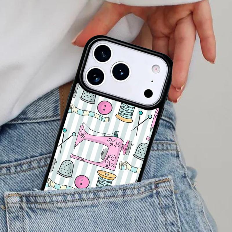 sewing machine tailor elements pattern Phone Case for iPhone 17ProMax 12 13 14 15 16e 17 Pro Max Plus Air Cover