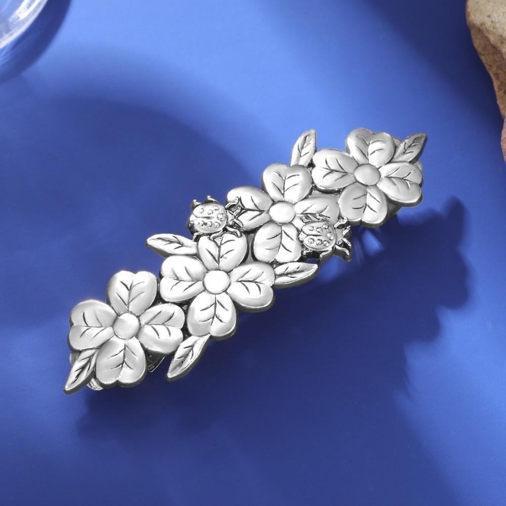 Fashion Metal Flowers Leaves Hair Clip Gold Color Solid Color Fashion Barrettes Wedding Gift Women Hairwear Flowers Hairpin серебряный