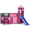 VidaXL Children's Mezzanine Bed with Tower, Elevated Bed for Children with Ladder, Bedroom Storage Furniture, Modern, Pink 3207071