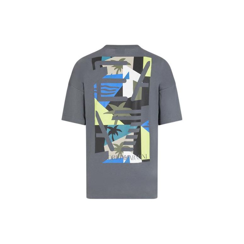 Emporio Armani EA7 SS23 Logo Print Losvallend T-shirt met Ronde Hals Heren tops IJzergrijs 3RPT54-PJ7CZ-1977 M