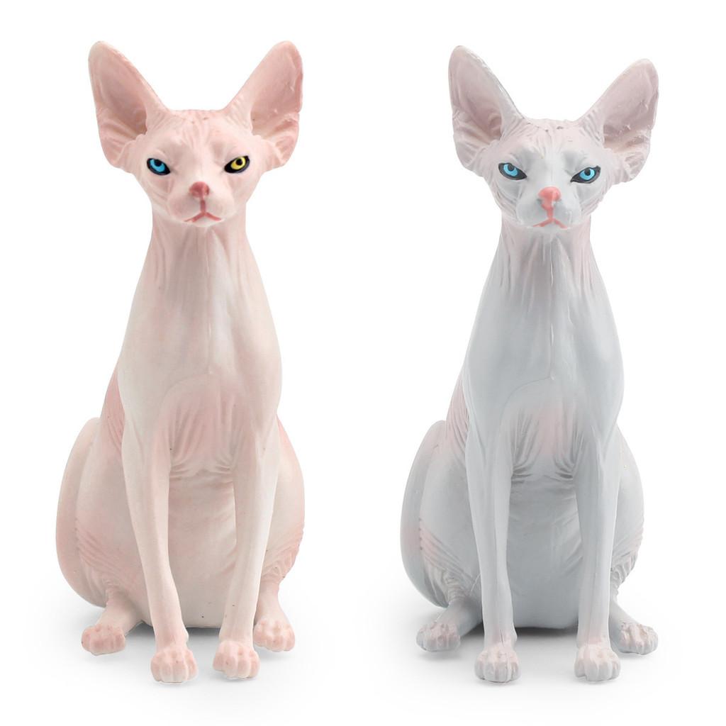 Decorative Static Sphynx Cat Sculpture Canadian Hairless Cat Pvc Toy For Home Decor
