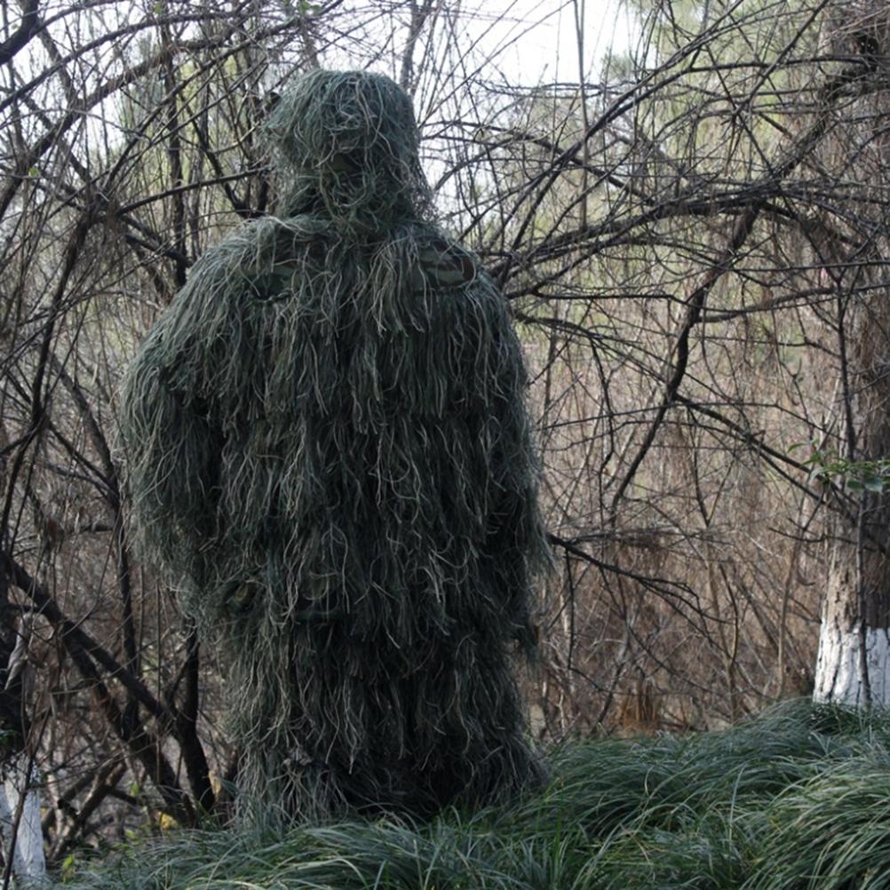 5 In 1 Ghillie Suit 3D Leaf Camo Clothing Suits Camouflage Apparel Including Jacket Pants Hood