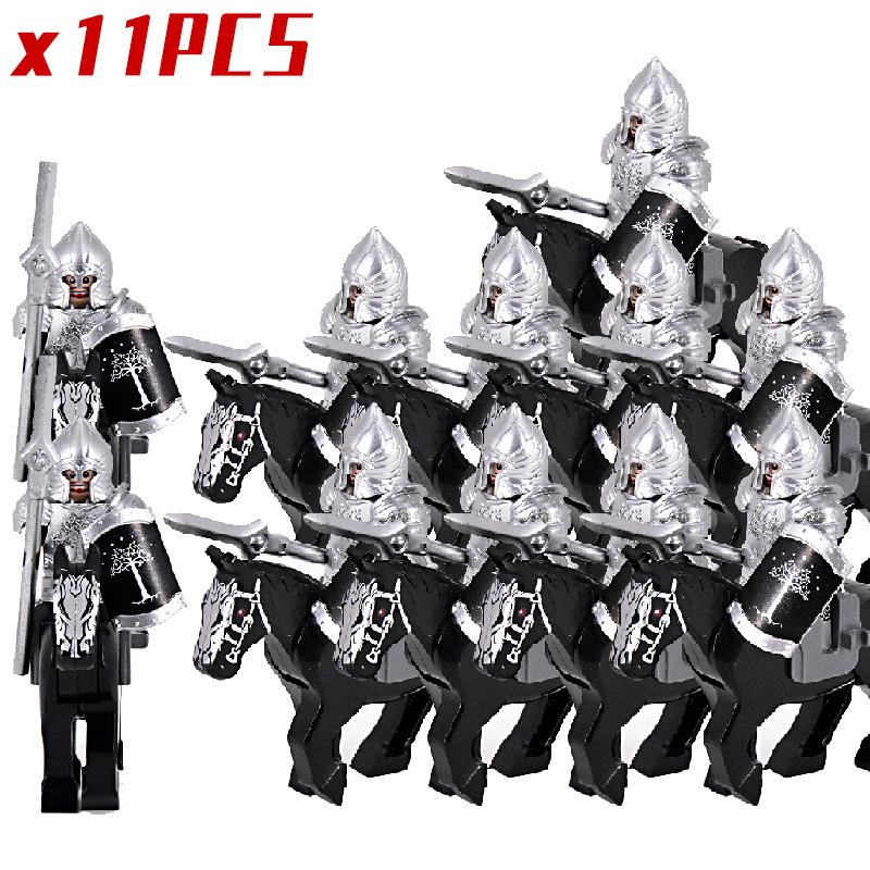 The Soldier With War Horse Gondor Army Figures Lotr Armor Guard Warrior Archer Medieval Knights Building Blocks Bricks Toys Gift