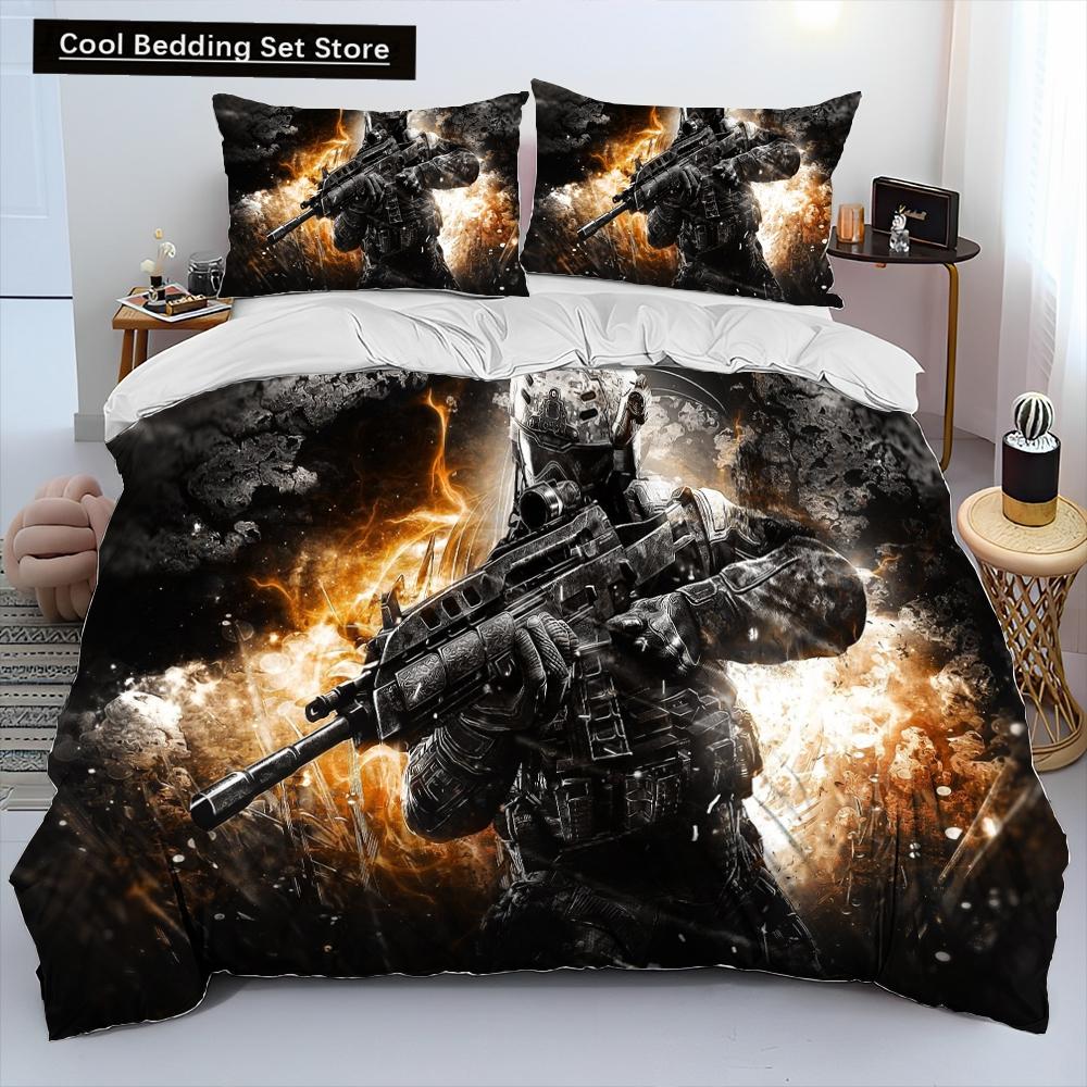 3D-Druck Spiel Call of Duty Bettdecke Bettwäscheset, Bettbezug Bettset Steppdecke Kissenbezug, King Queen Size Bettwäscheset Kinder