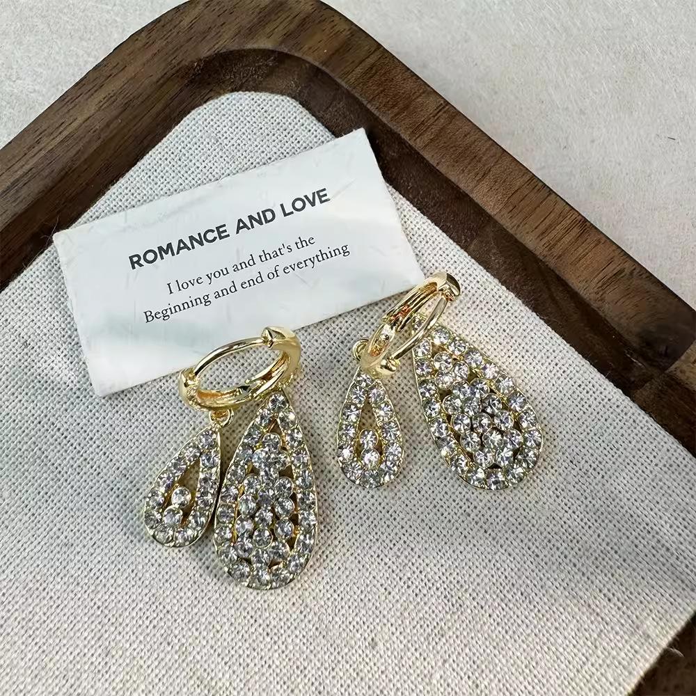 Japanese And Korean Water Droplets Full Of Diamonds, Zircon Earrings, Simple Temperament Earrings, Versatile Fashion Accessories