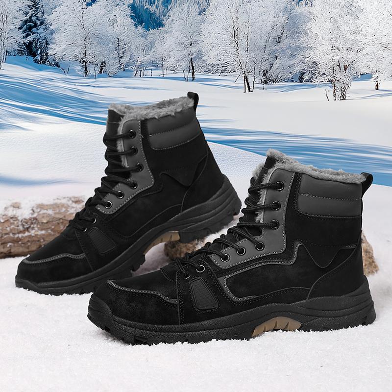 Pánské plyšové vysoké boty, velké velikosti, plyšové teplé ruské zimní boty, velikost 39-47