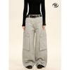 Men Women Vintage Cargo Pants Loose Fit Wide Leg Streetwear Casual Trousers