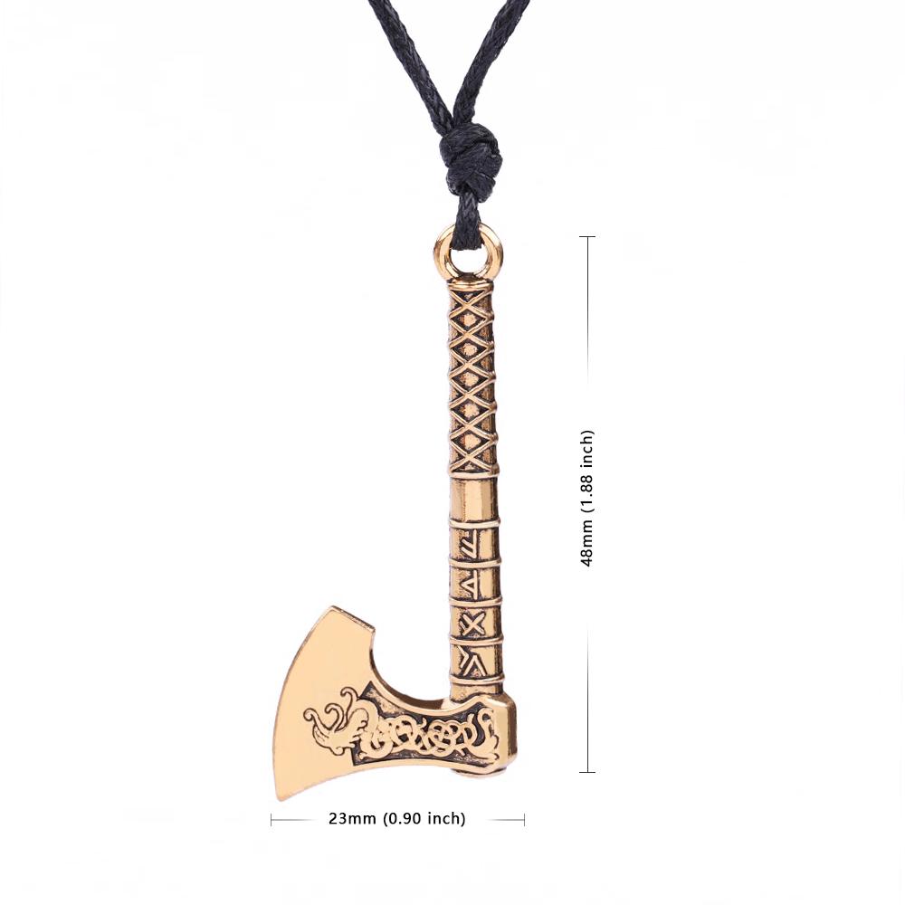 Viking Axe Necklace for Men Norse Runes Compass Pendant Vintage Amulet Jewelry Male Boy Gifts