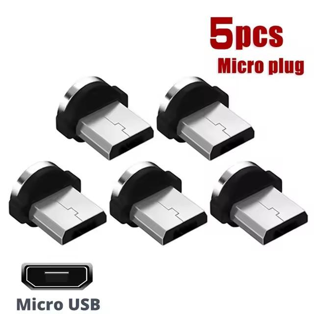 

5Pcs Universal Magnetic Tips for Round Magnetic Cable Type C Micro USB Magnet Replacement Parts Mobile Phone Dust Plug Adapter