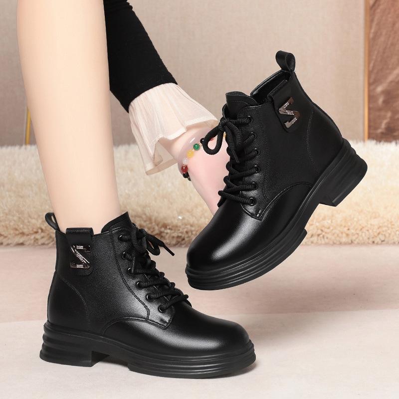Martin boots for women, new autumn and winter small black short boots British style velvet warm boots